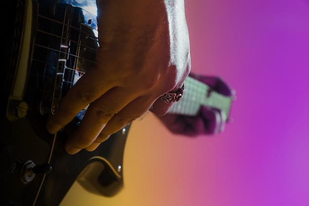 A close-up studio shot of John Petrucci recording guitar tracks for a Dream Theater album, focusing on his intense concentration and the detailed settings of his amplifier and effects pedals.