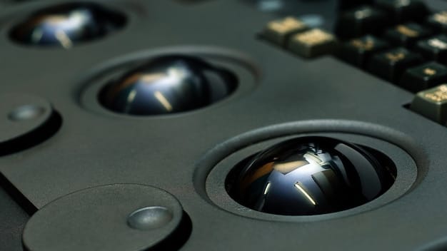 A close-up view of a large-format line array speaker system, showing the individual drivers and waveguide components. Focus on the high-quality construction and arrangement of the speakers.