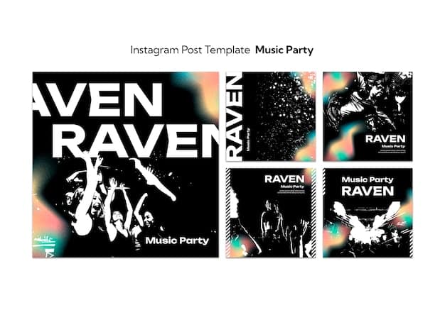 A collage of various social media posts related to a heavy metal concert. The posts include photos, videos, tweets, and Facebook updates. The collage illustrates how social media platforms are used to promote and engage with concert-goers.