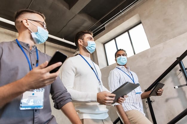 A photograph of US health officials working alongside WHO representatives in a field hospital during a pandemic response, highlighting collaboration and shared expertise.