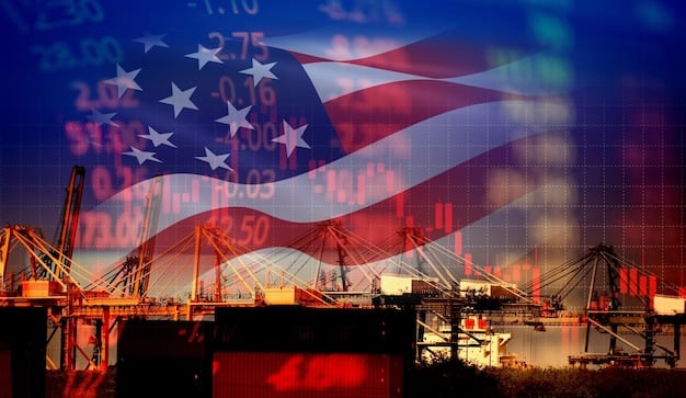 A bustling port scene showing cargo ships and cranes, symbolizing international trade and economic exchange between the US and emerging powers.