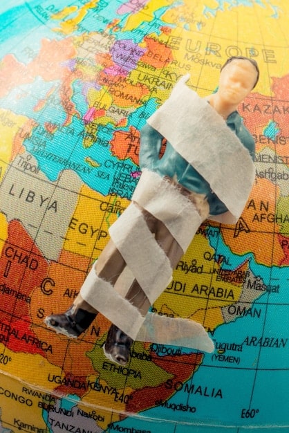 A world map highlighting regions experiencing increased political instability and conflict following the US withdrawal from international security agreements. The map should emphasize the potential for escalation and humanitarian crises.