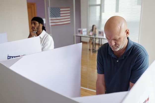 A split image: on one side, a confident voter showing their ID at a polling station, representing secure elections; on the other side, a concerned elderly voter looking confused about ID requirements, representing potential disenfranchisement.