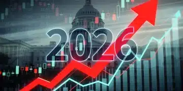 Charts and graphs illustrating the rising national debt into 2026, with the US Capitol in the background.