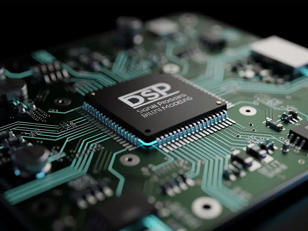 Close up of advanced digital signal processing chip for audio