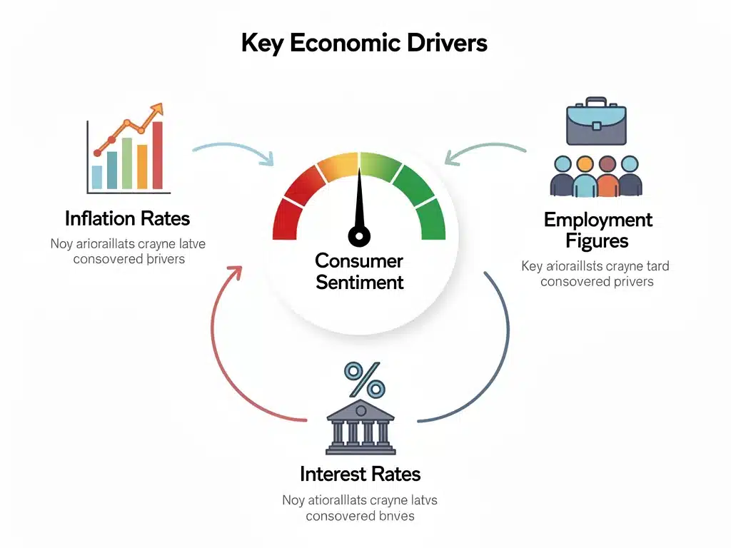Infographic detailing economic factors influencing consumer sentiment.