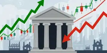 Federal Reserve building with economic charts, symbolizing 2026 interest rate decisions and their impact.