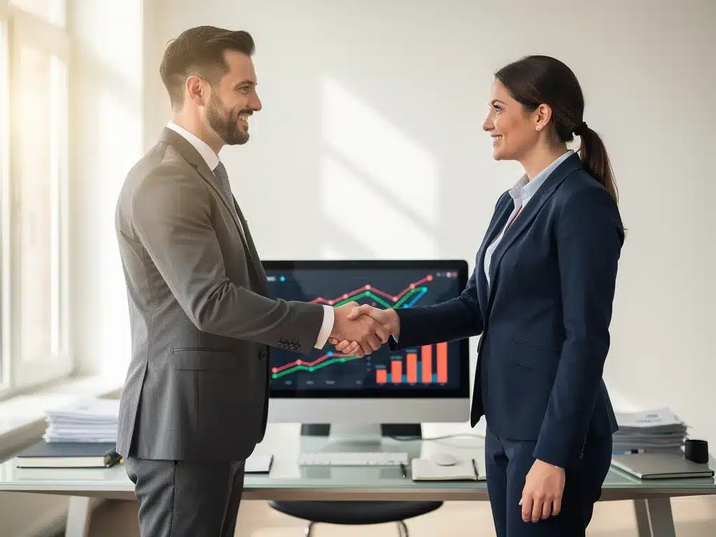 Small business owner consulting financial advisor on cost management