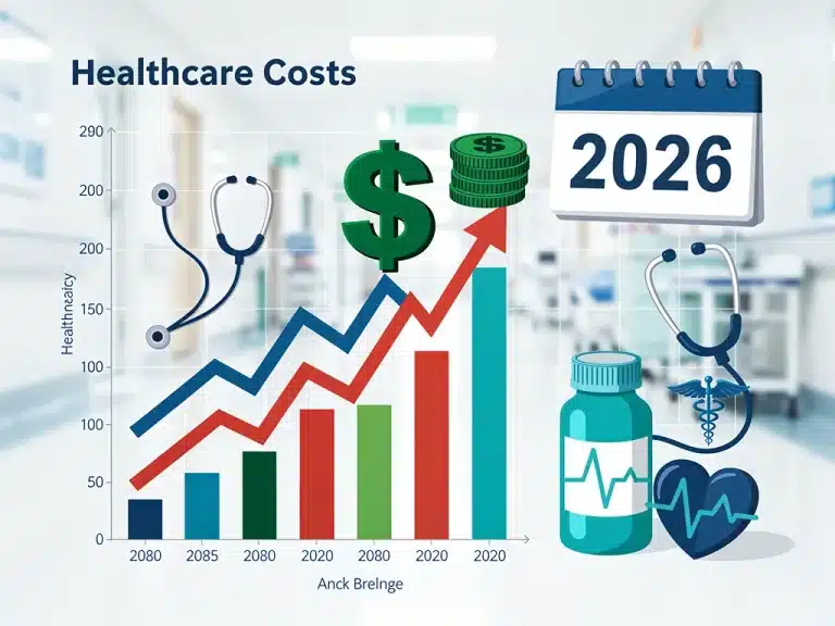 Infographic showing projected 7% rise in healthcare spending by 2026