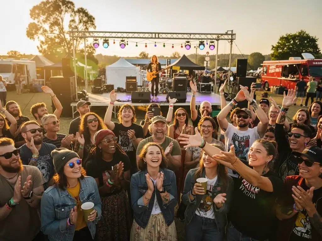 Diverse crowd at independent music festival