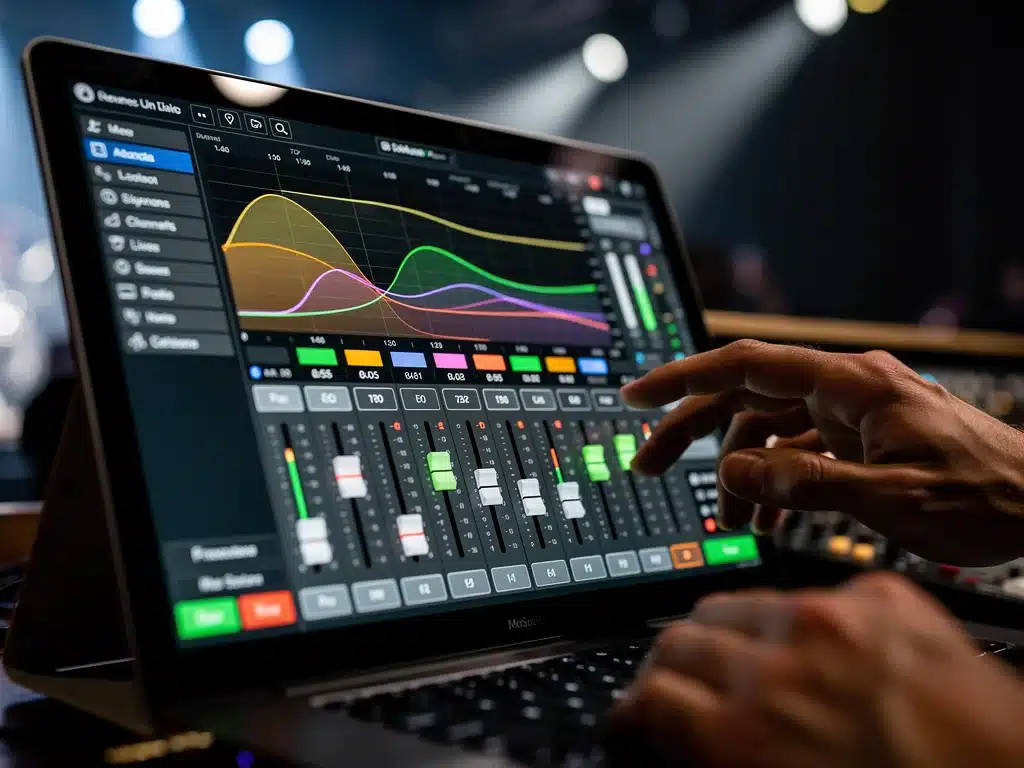 Intuitive touch screen interface on a digital audio mixer