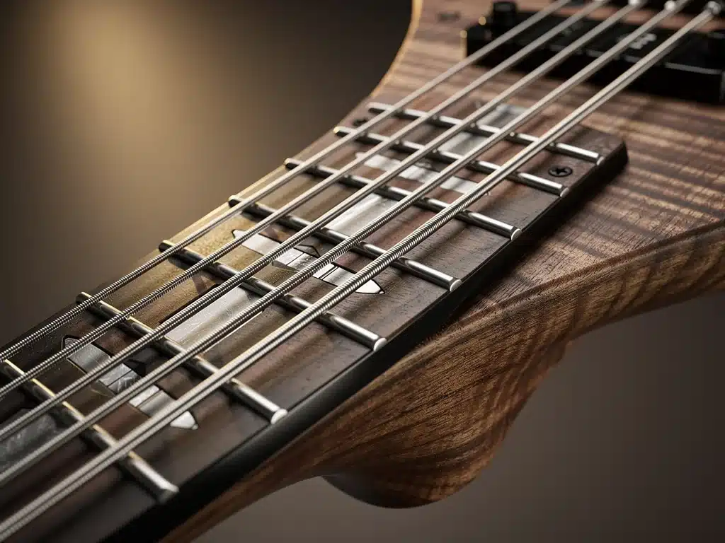 Multi-scale bass guitar neck with fanned frets for improved intonation and comfort.