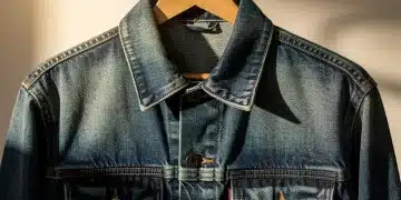 Vibrant restored vintage denim jacket with rich blue color