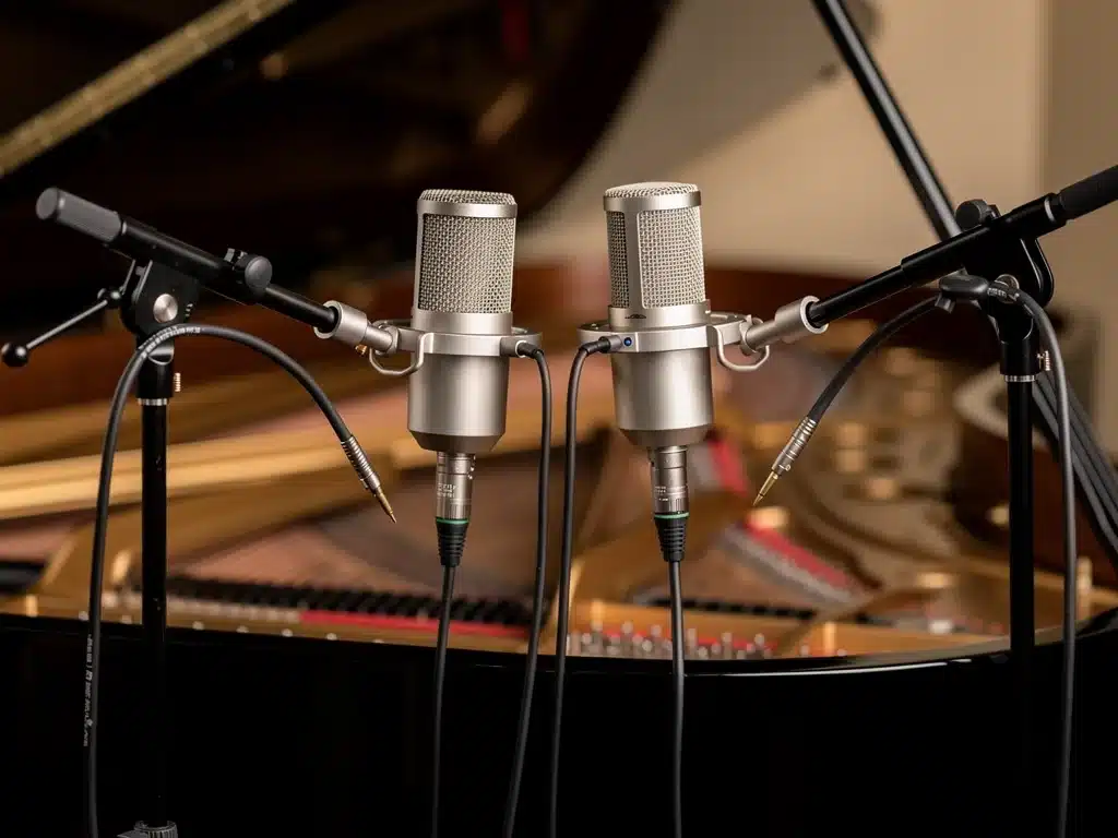 Small-diaphragm condenser microphones capturing a grand piano