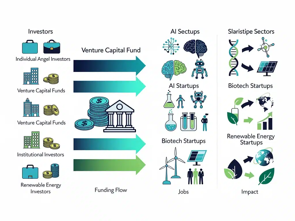 Infographic showing venture capital flow into innovative sectors