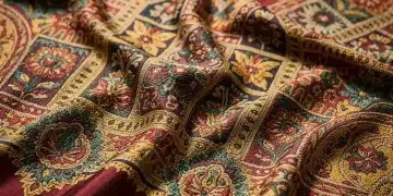 Vibrant vintage textile print with intricate details
