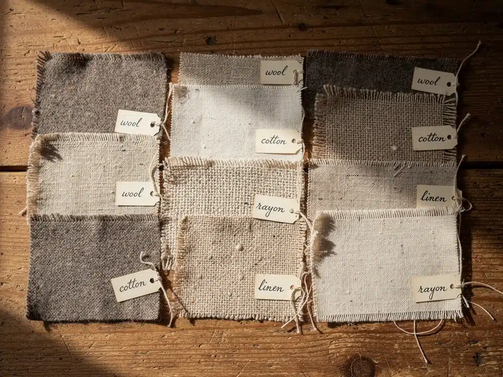 Assortment of vintage fabric swatches for identification and repair