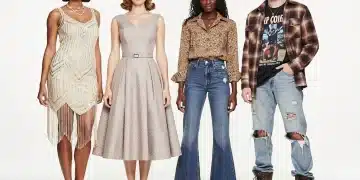 Models showcasing vintage fashion from various decades