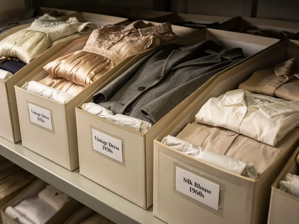 Proper storage of vintage garments in archival boxes with tissue paper