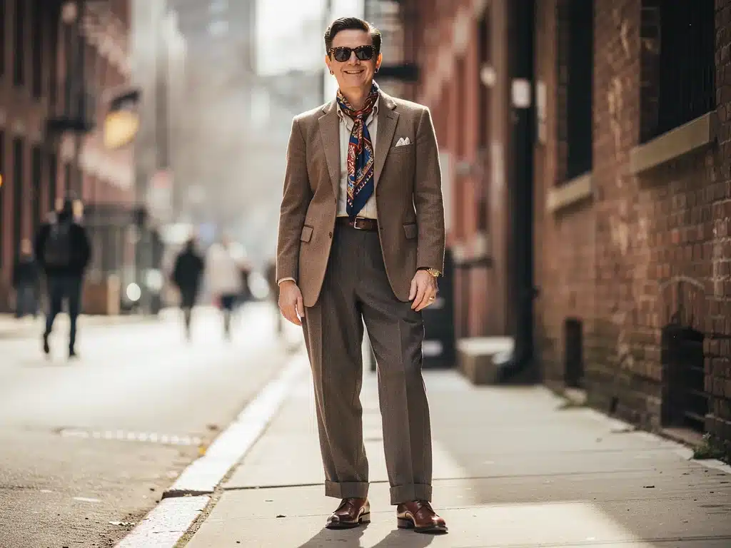 Person modeling a unique vintage outfit, embodying personal style and sustainable fashion choices.