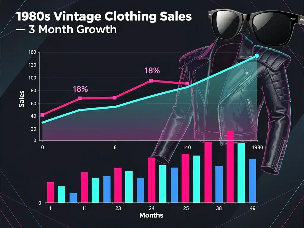 Graph illustrating an 18% sales increase in 1980s vintage fashion items.